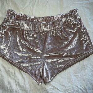 Velvet High-Waist Lounge Shorts in Mauve